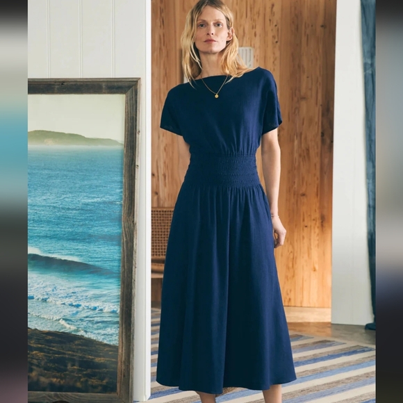 Elegant Navy Blue Coast To Coast Midi Dress Size Small Nwt - Picture 1 of 10